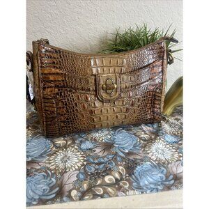 Brahmin Alligator Pecan Brown Hobo Shoulder Handbag Women’s Purse